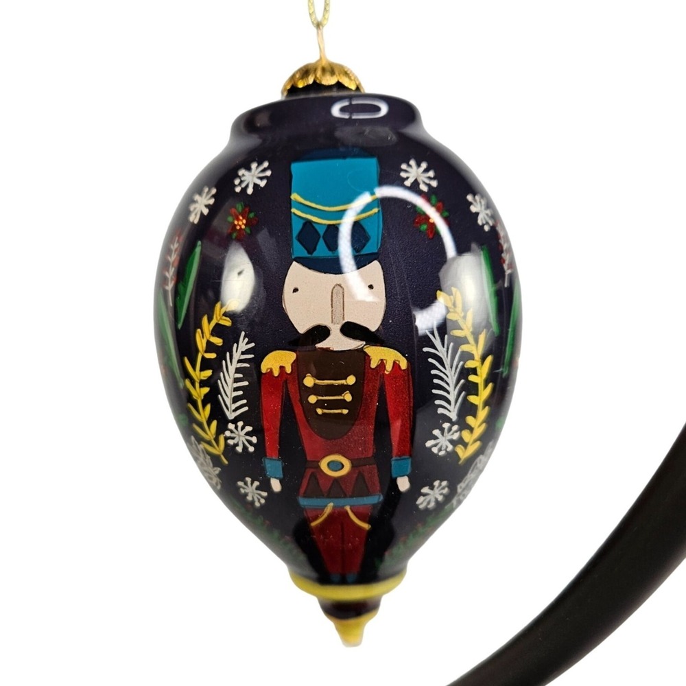 Pier 1 One Nutcracker Glass Ornament Li Bien Handpainted Finial‎ 2019 Gift Box